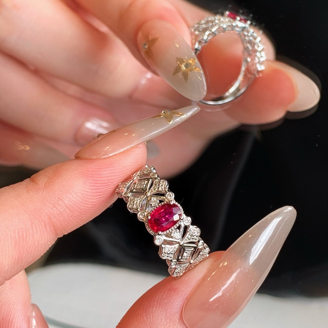 14k Gold 0.72 Ctw Natural Ruby & Diamond Ring - 6