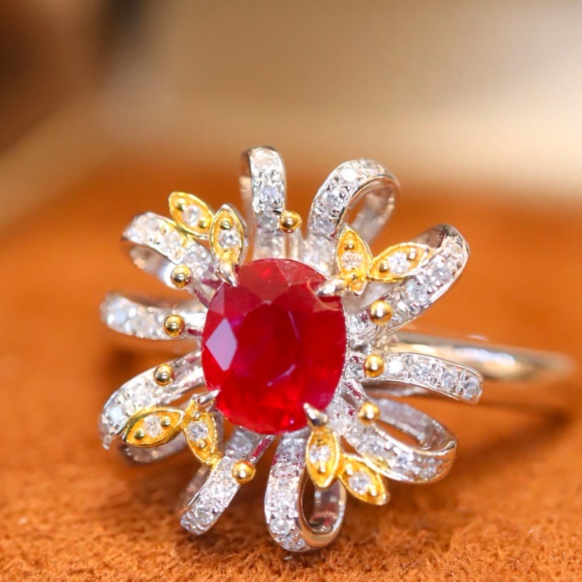 14k Gold 1.30 Ctw Natural Ruby & Diamond Ring - 2