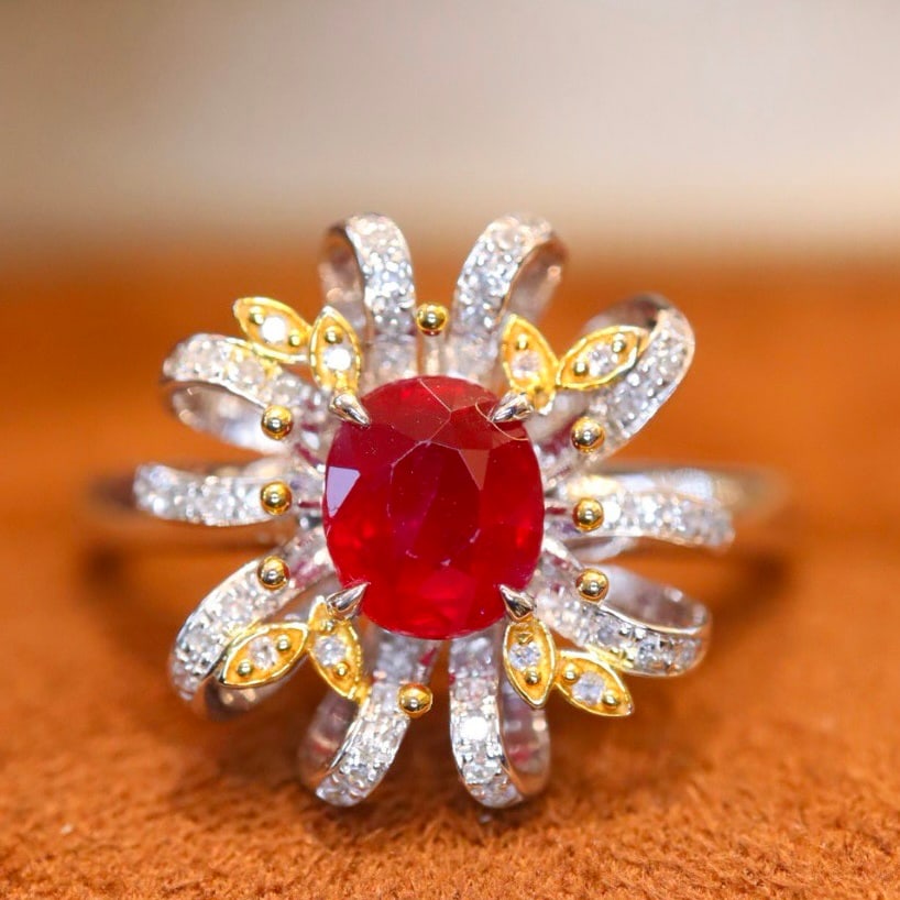 14k Gold 1.30 Ctw Natural Ruby & Diamond Ring - 3