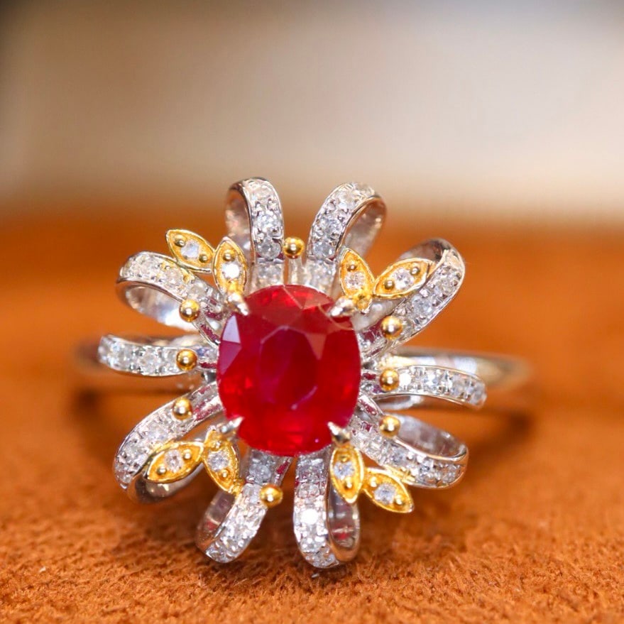 14k Gold 1.30 Ctw Natural Ruby & Diamond Ring - 4