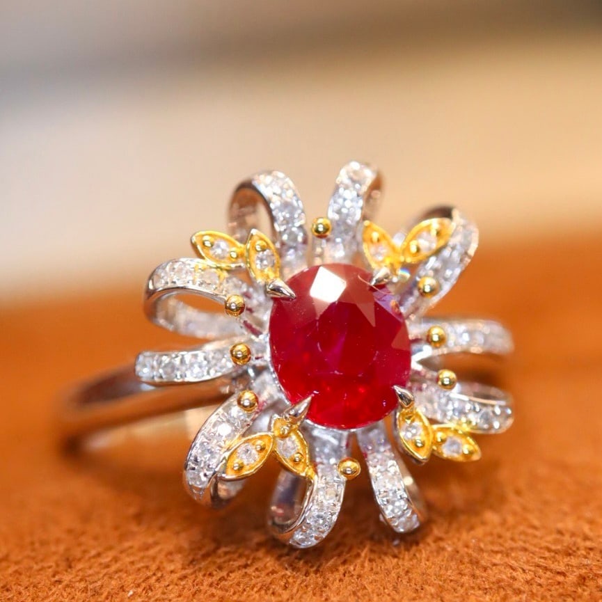 14k Gold 1.30 Ctw Natural Ruby & Diamond Ring - 5