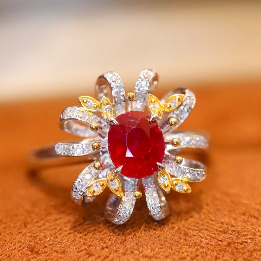 14k Gold 1.30 Ctw Natural Ruby & Diamond Ring - 8