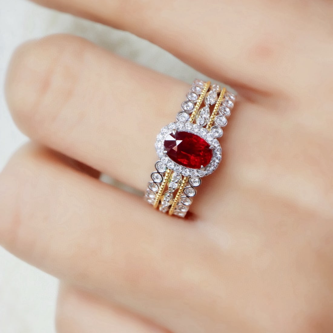 14k Gold 1.04 Ctw Natural Ruby & Diamond Ring - 6
