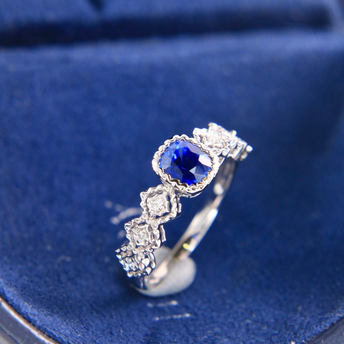 14k Gold 1.05 Ctw Natural Sapphire & Diamond Ring - 4