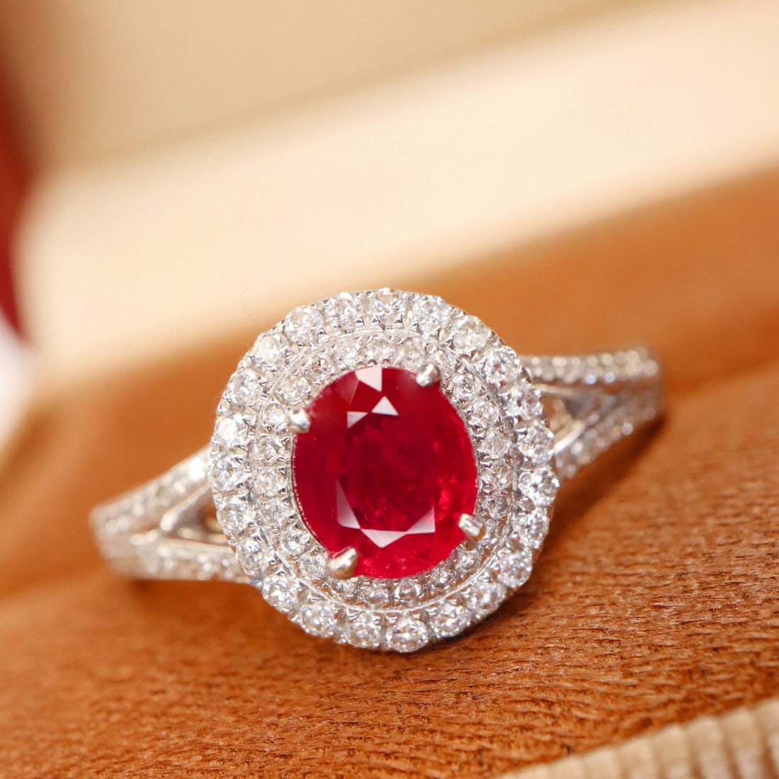 14k Gold 0.99 Ctw Natural Ruby & Diamond Ring - 4