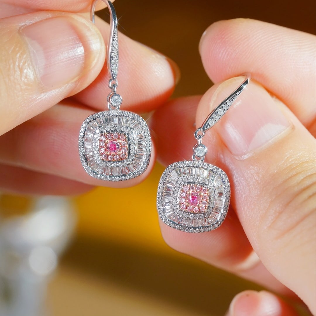 14k Gold 1.00 Ct Natural Color Diamond Earrings - 2