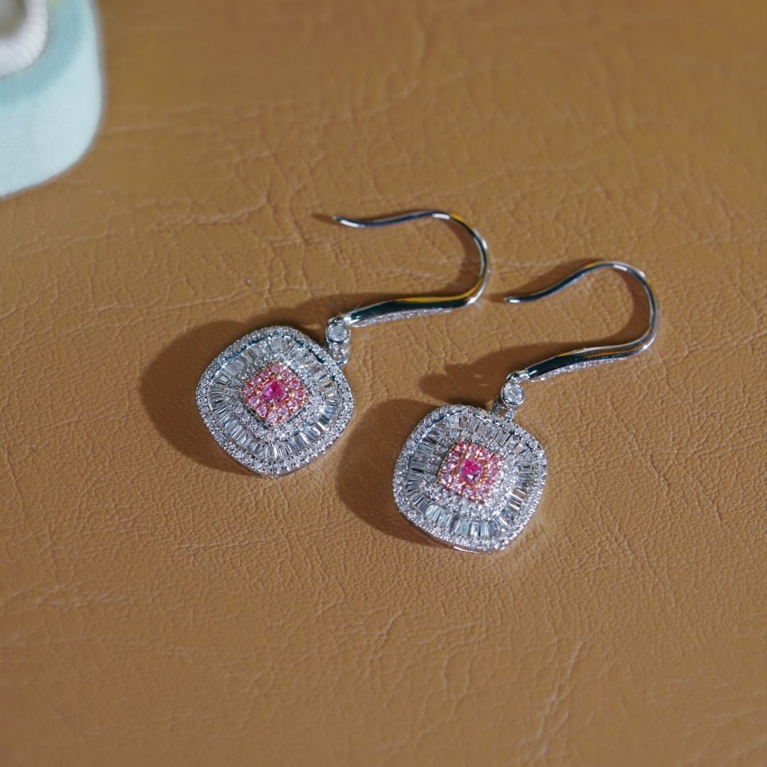 14k Gold 1.00 Ct Natural Color Diamond Earrings - 8