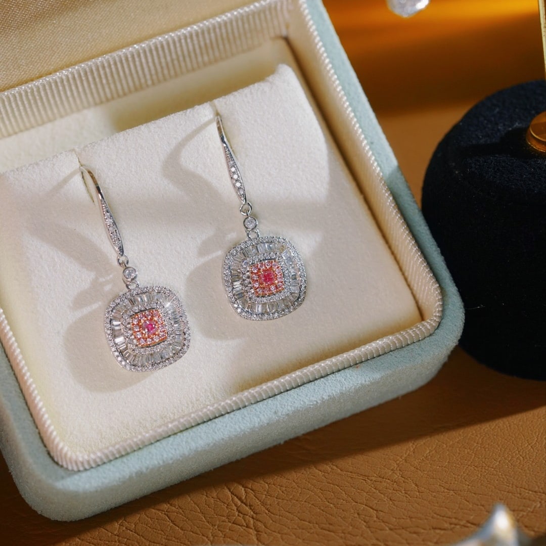 14k Gold 1.00 Ct Natural Color Diamond Earrings - 9