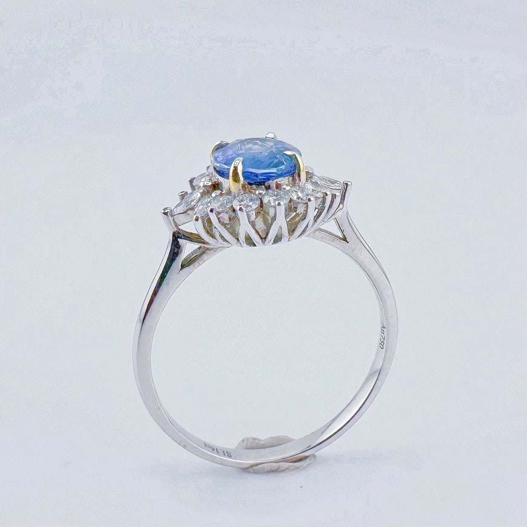 14k Gold 1.16 Ct Natural Sapphire & Diamond Ring - 4