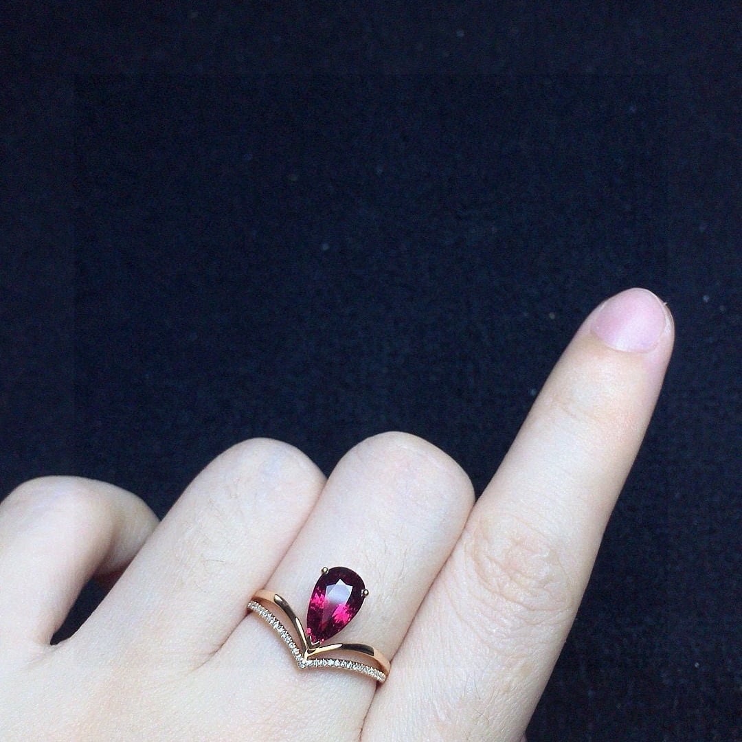 14k Gold 1.39 Ct Natural Tourmaline & Diamond Ring - 4