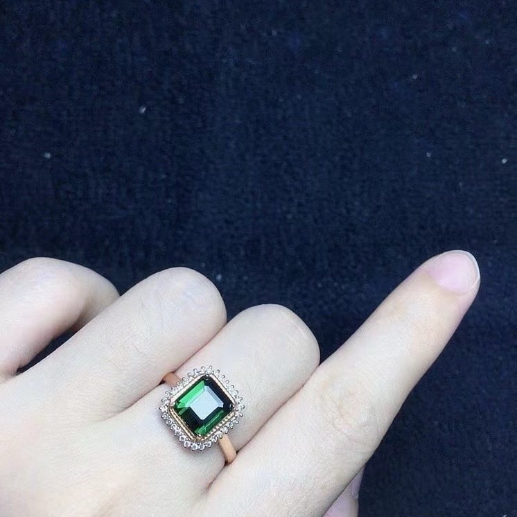 14k Gold 2.45 Ct Natural Tourmaline & Diamond Ring - 4