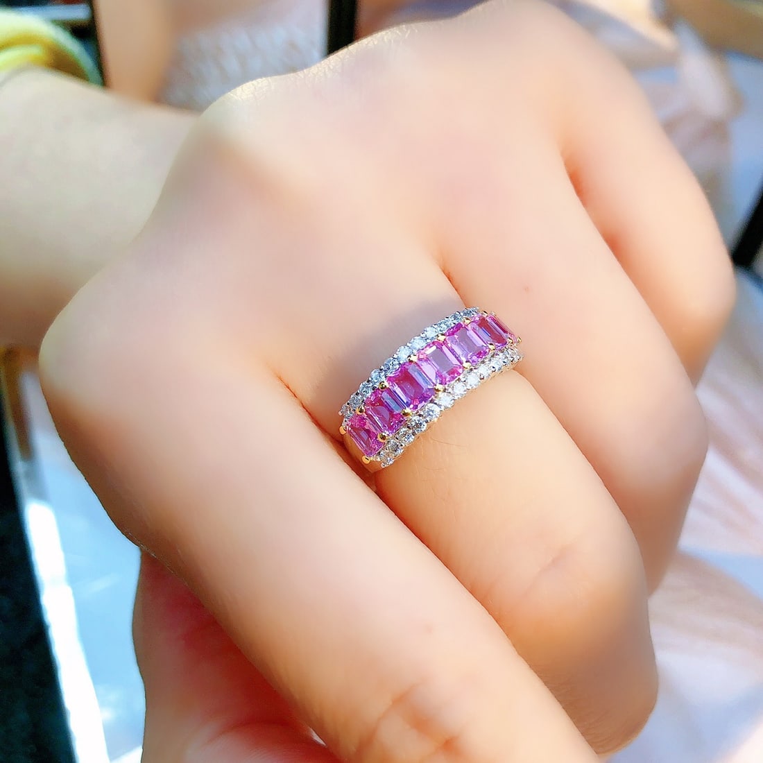 14k Gold 1.9 Ct Natural Padparadscha Sapphire & Diamond Ring - 5