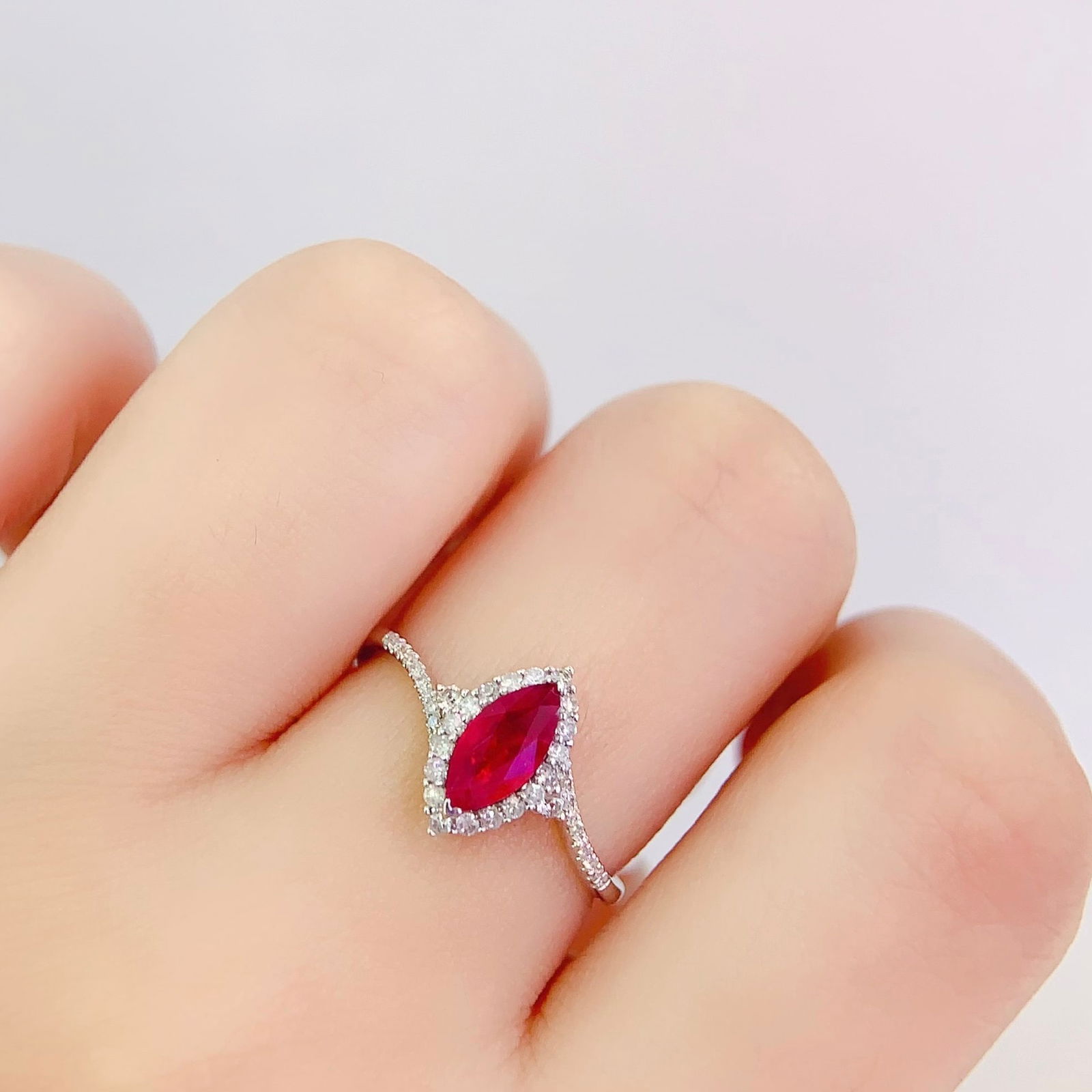 14k Gold 0.7 Ct Natural Ruby & Diamond Ring - 6