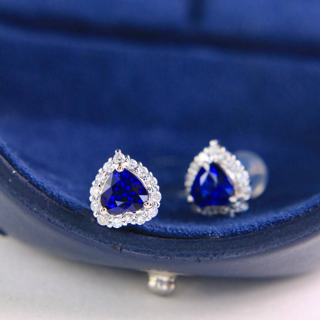 14k Gold 1.87 Ctw Natural Sapphire & Diamond Earrings - 4