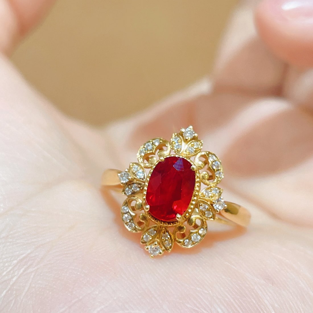 14k Gold 1.14 Ctw Natural Ruby & Diamond Ring - 2