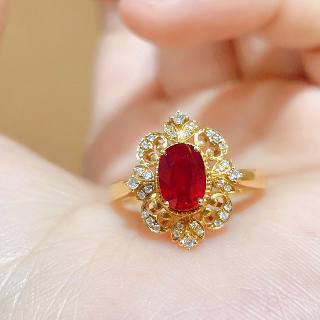 14k Gold 1.14 Ctw Natural Ruby & Diamond Ring - 3
