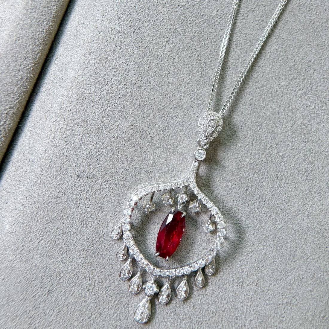 14k Gold 1.66 Ctw Natural Ruby & Diamond Pendant( Without Chain ) - 3