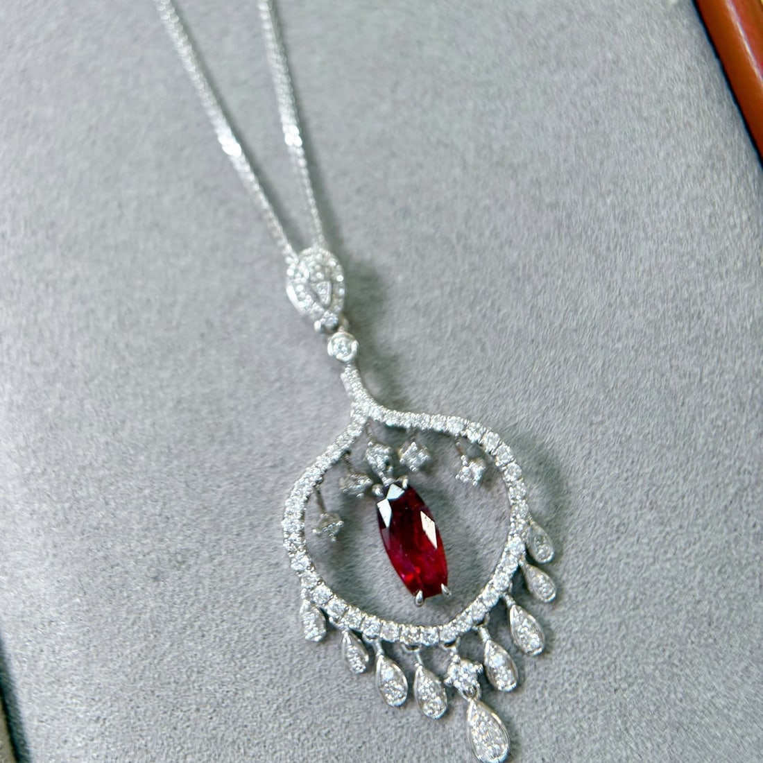 14k Gold 1.66 Ctw Natural Ruby & Diamond Pendant( Without Chain ) - 5