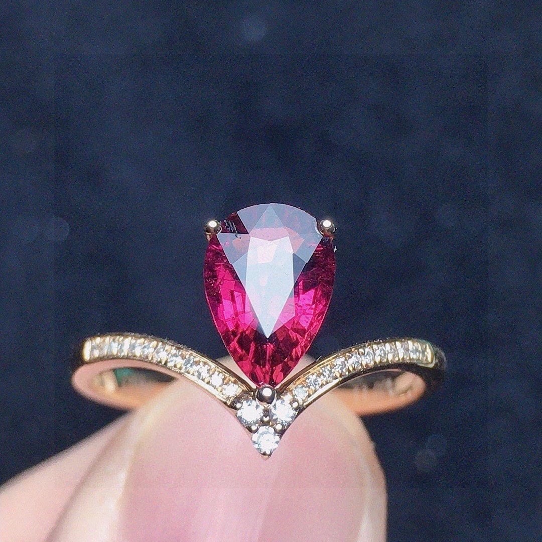 14k Gold 1.02 Ct Natural Tourmaline & Diamond Ring - 2