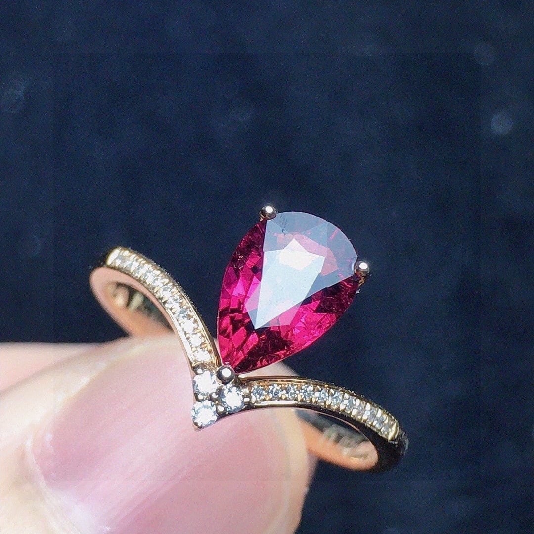 14k Gold 1.02 Ct Natural Tourmaline & Diamond Ring - 4