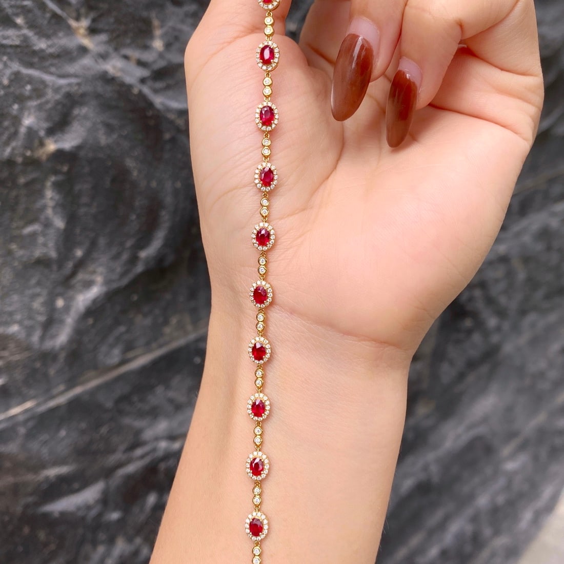14k Gold 3.24 Ctw Natural Ruby & Diamond Bracelet - 3