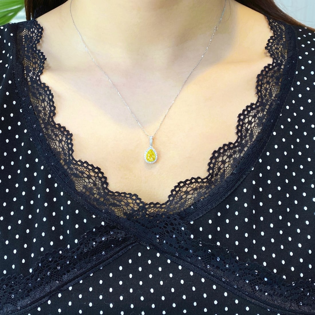 Gia Certified 14k Gold 0.91 Ctw Natural Yellow Diamond & Diamond Necklace - 3