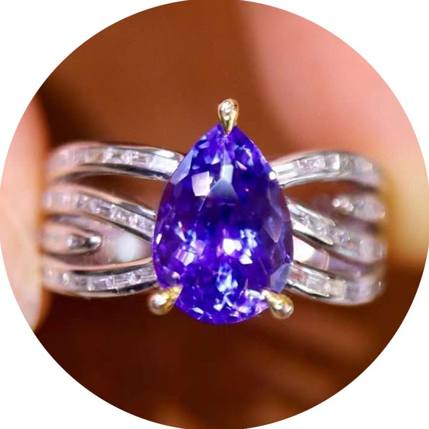14k Gold 3.03 Ctw Natural Tanzanite & Diamond Ring - 2