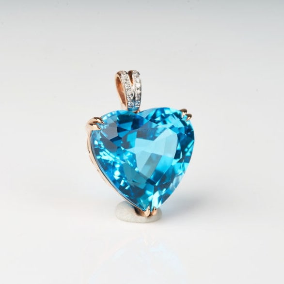 14k Gold 21.32 Ct Natural Topaz & Diamond Pendant( Without Chain ) - 7