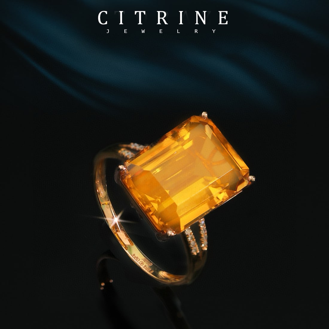 14k Gold 6.91 Ctw Natural Citrine & Diamond Ring: Ref:231107059 // gold content:14k gold // ring size:7. 25us // // main gemstone:citrine // shape:octagonal // carat weight:6. 85ct // color:yellow // treatment:natural // // adjacent gemstone 2 :