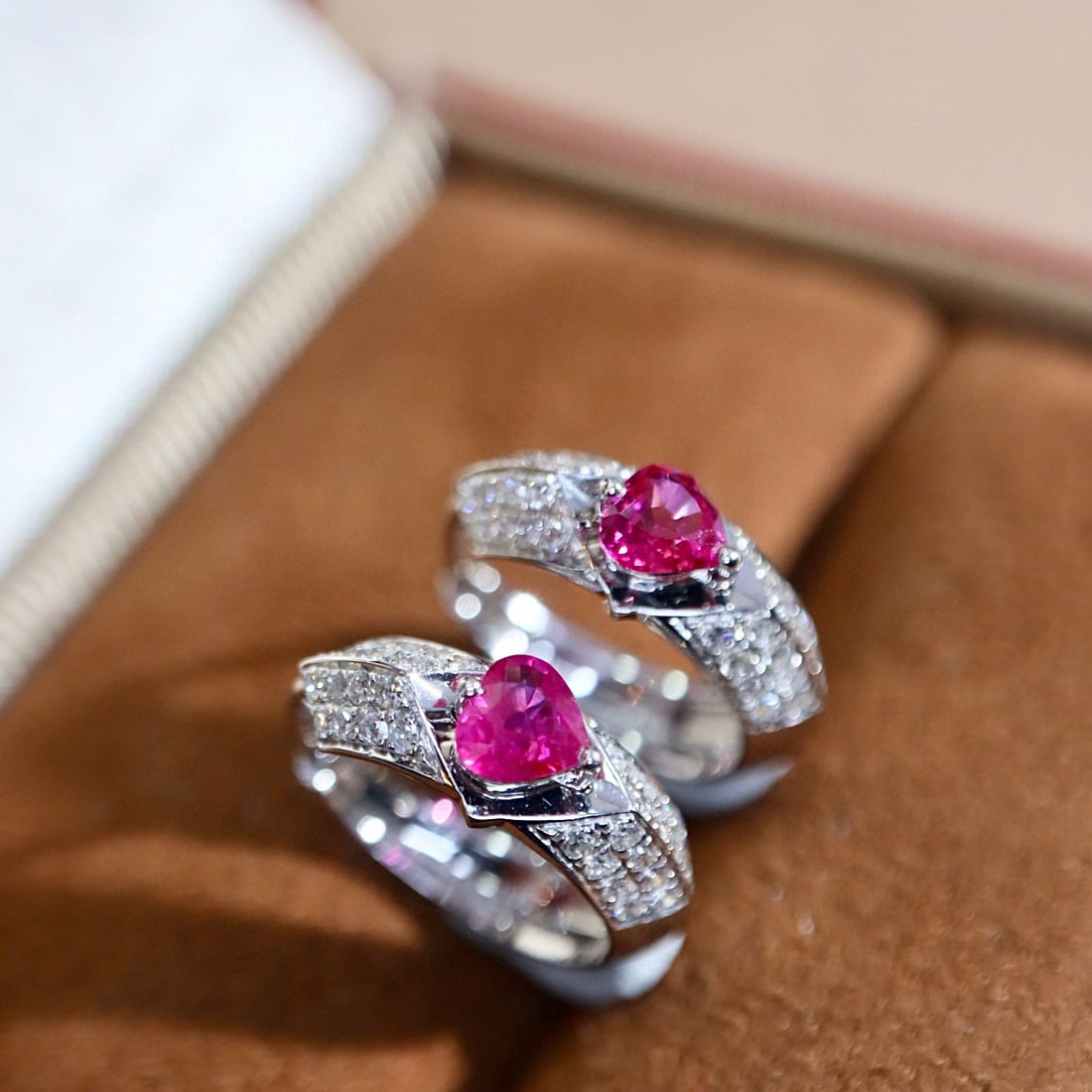 14k Gold 0.8 Ctw Natural Ruby & Diamond Earrings - 2