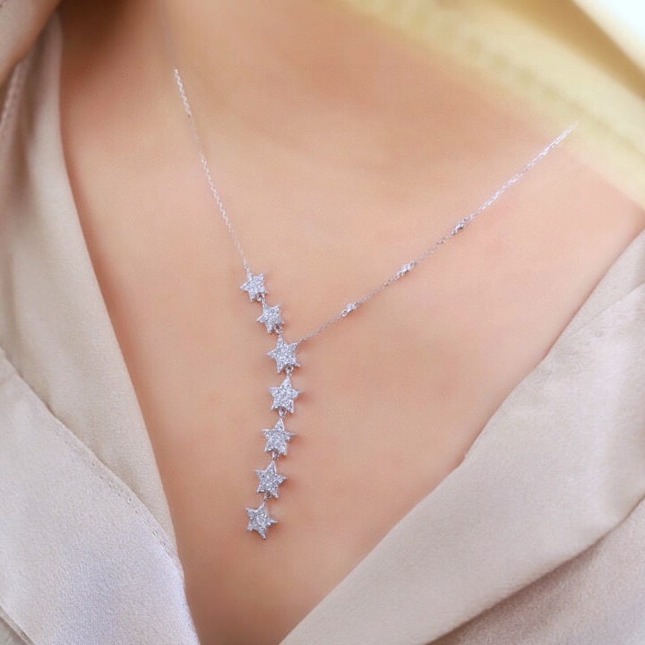 14k Gold 0.8 Ct Natural H Diamond Necklace - 5