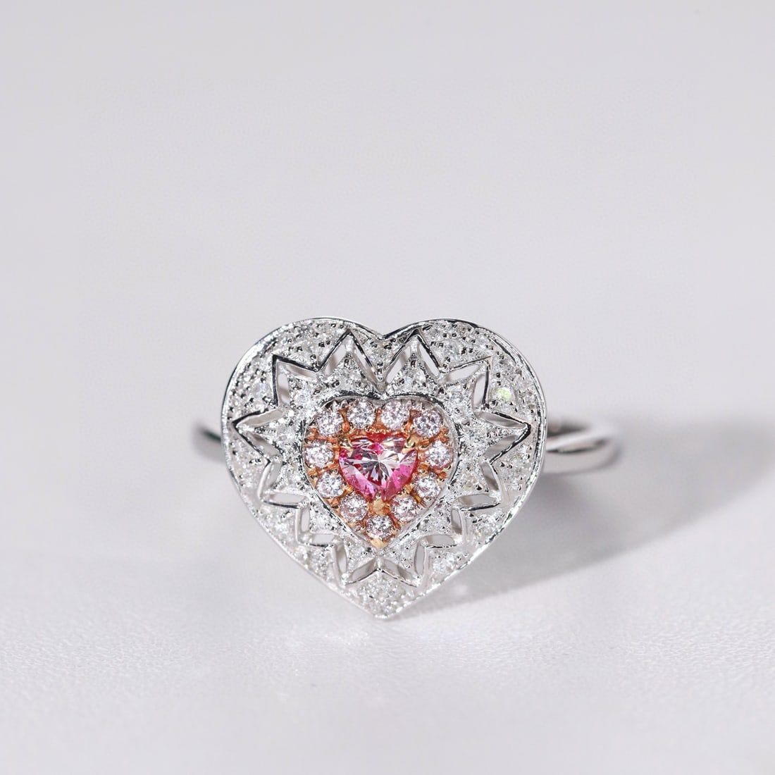 14k Gold 0.50 Ctw Natural Pink Diamond & Diamond Ring - 6