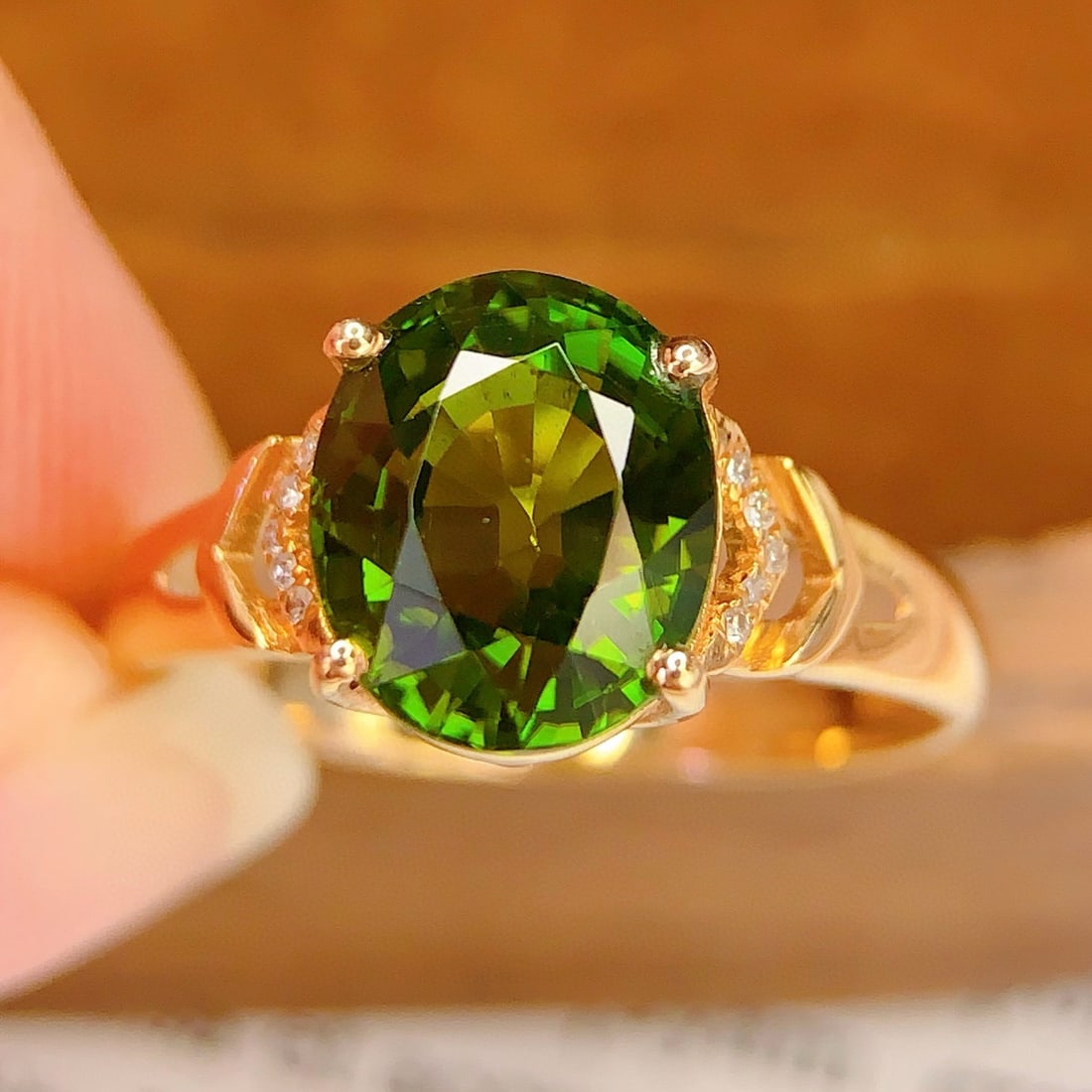14k Gold 2.8 Ct Natural Tourmaline & Diamond Ring - 2