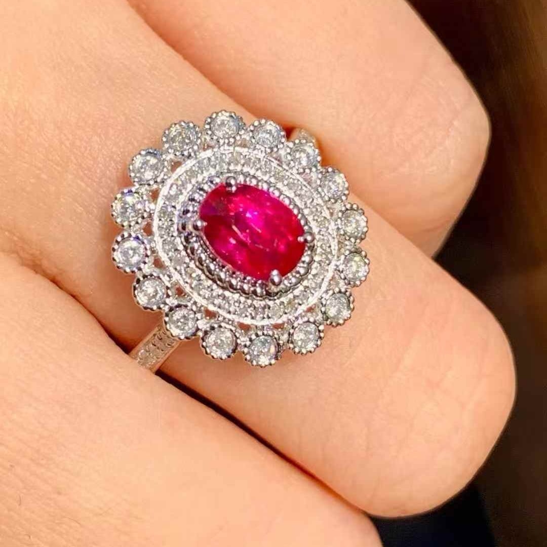 14k Gold 1.03 Ct Natural Ruby & Diamond Ring - 4
