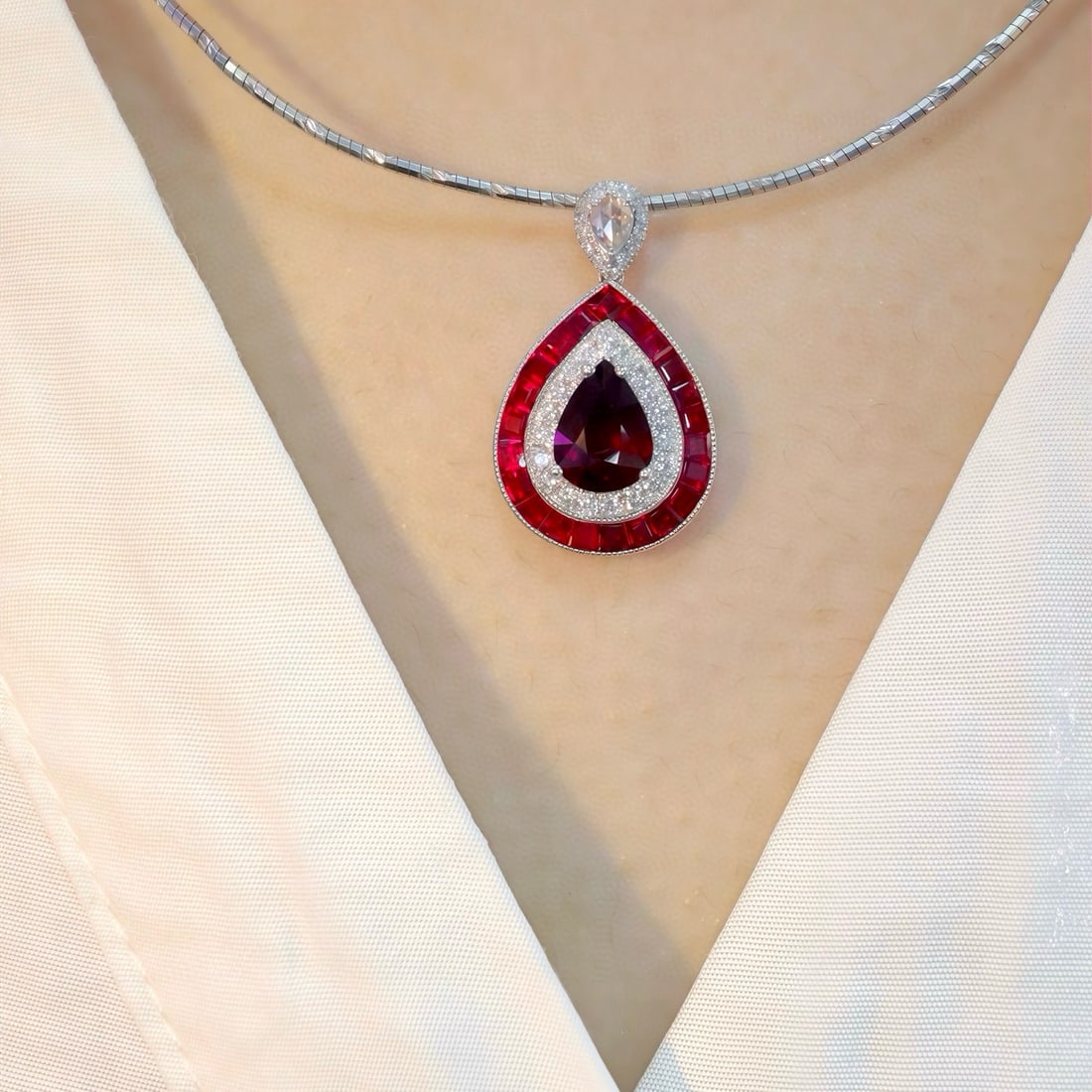 14k Gold 2.55 Ctw Natural Ruby & Ruby Pendant( Without Chain ) - 5