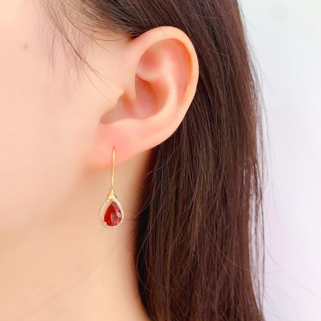 14k Gold 4 Ct Natural Tourmaline & Diamond Earrings - 6