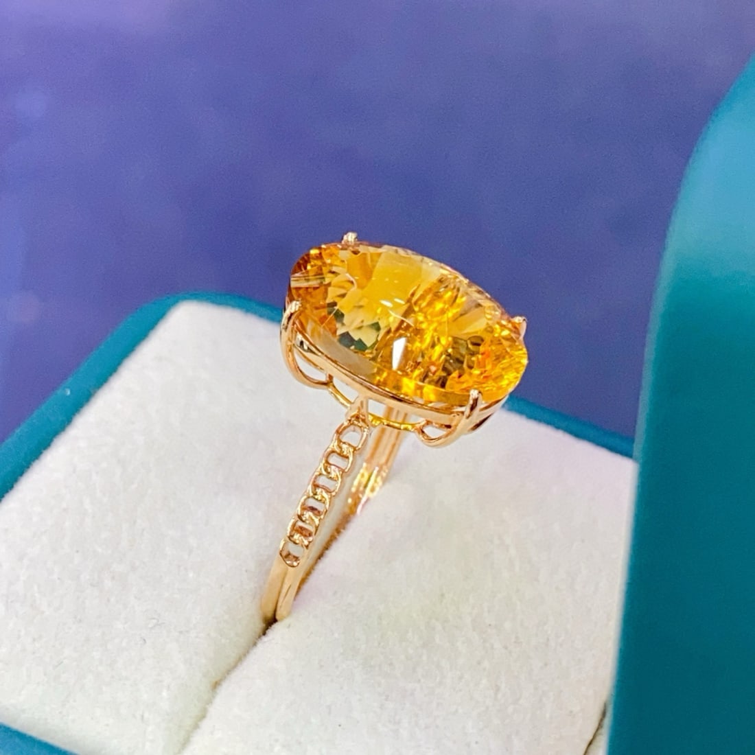 14k Gold 9.62 Ctw Natural Citrine & Diamond Ring - 2