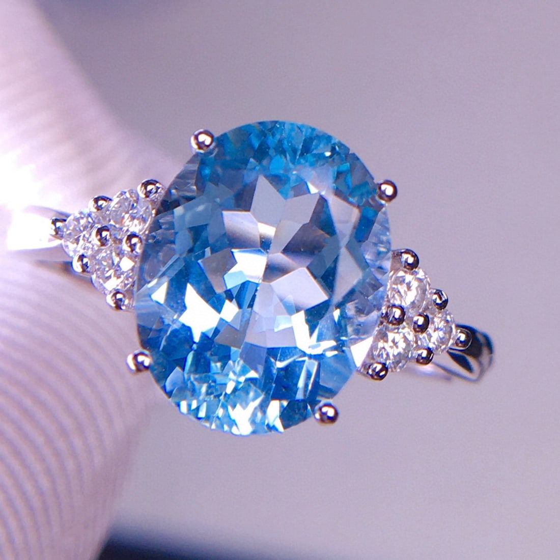 14k Gold 3.25 Ct Natural Aquamarine & Diamond Ring - 4