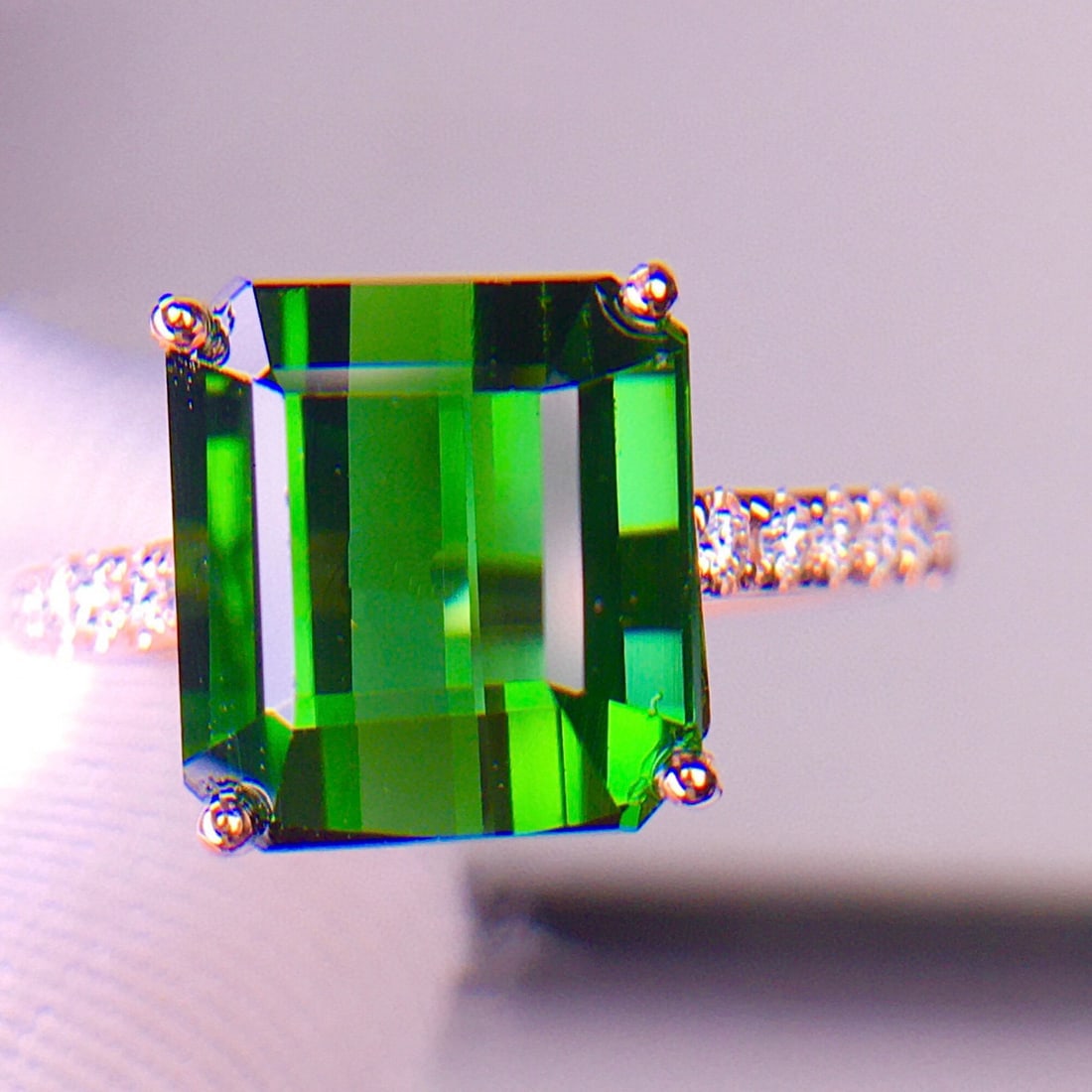 14k Gold 5.5 Ct Natural Tourmaline & Diamond Ring - 3