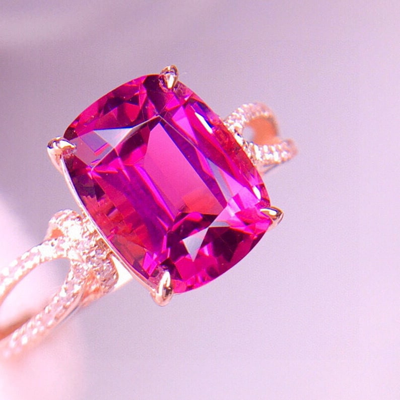 14k Gold 3.1 Ct Natural Tourmaline & Diamond Ring - 3