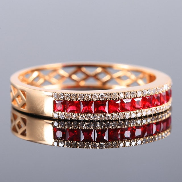 14k Gold 0.84 Ctw Natural Ruby & Diamond Ring - 3