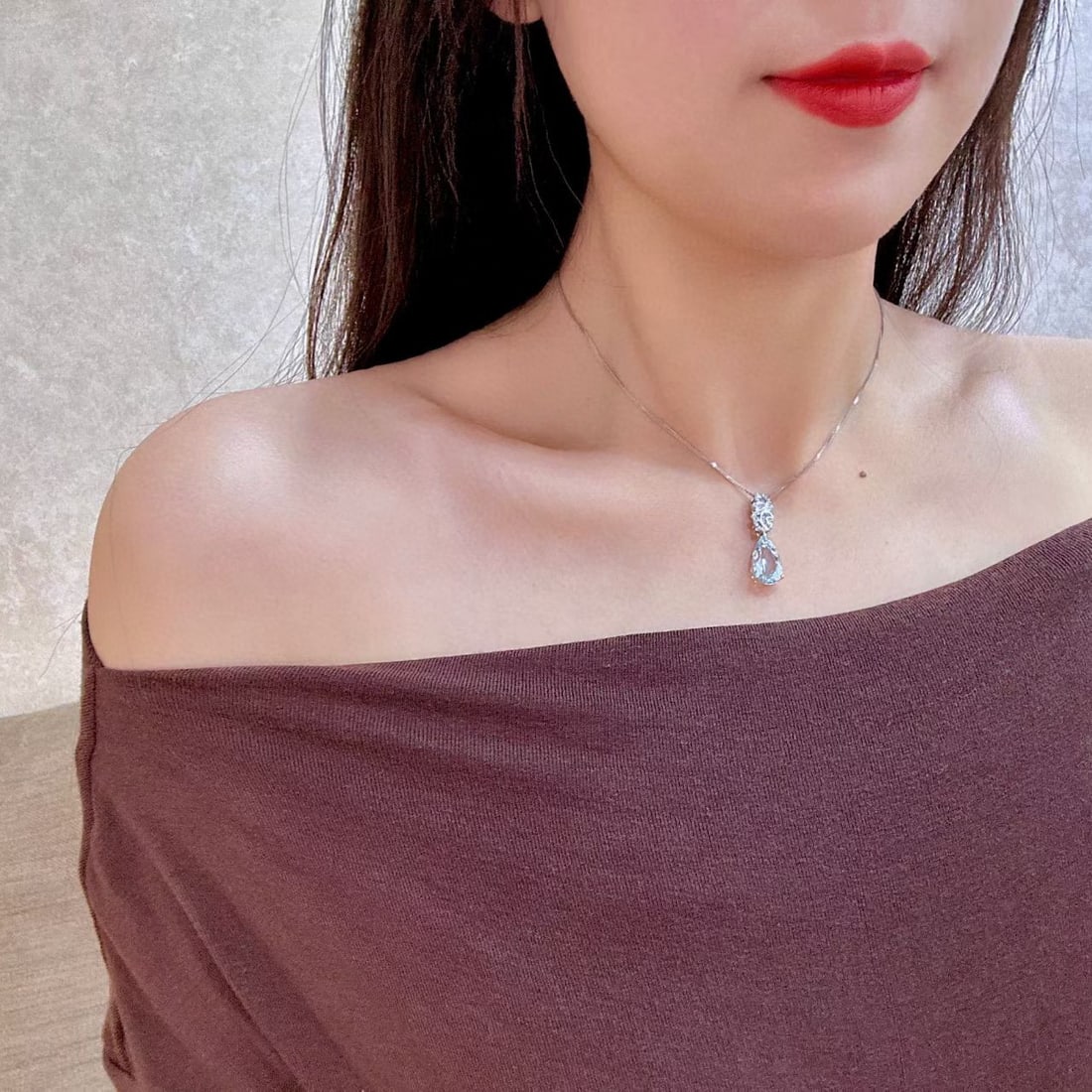 14k Gold 3.95 Ctw Natural Aquamarine & Diamond Pendant( Without Chain ) - 4