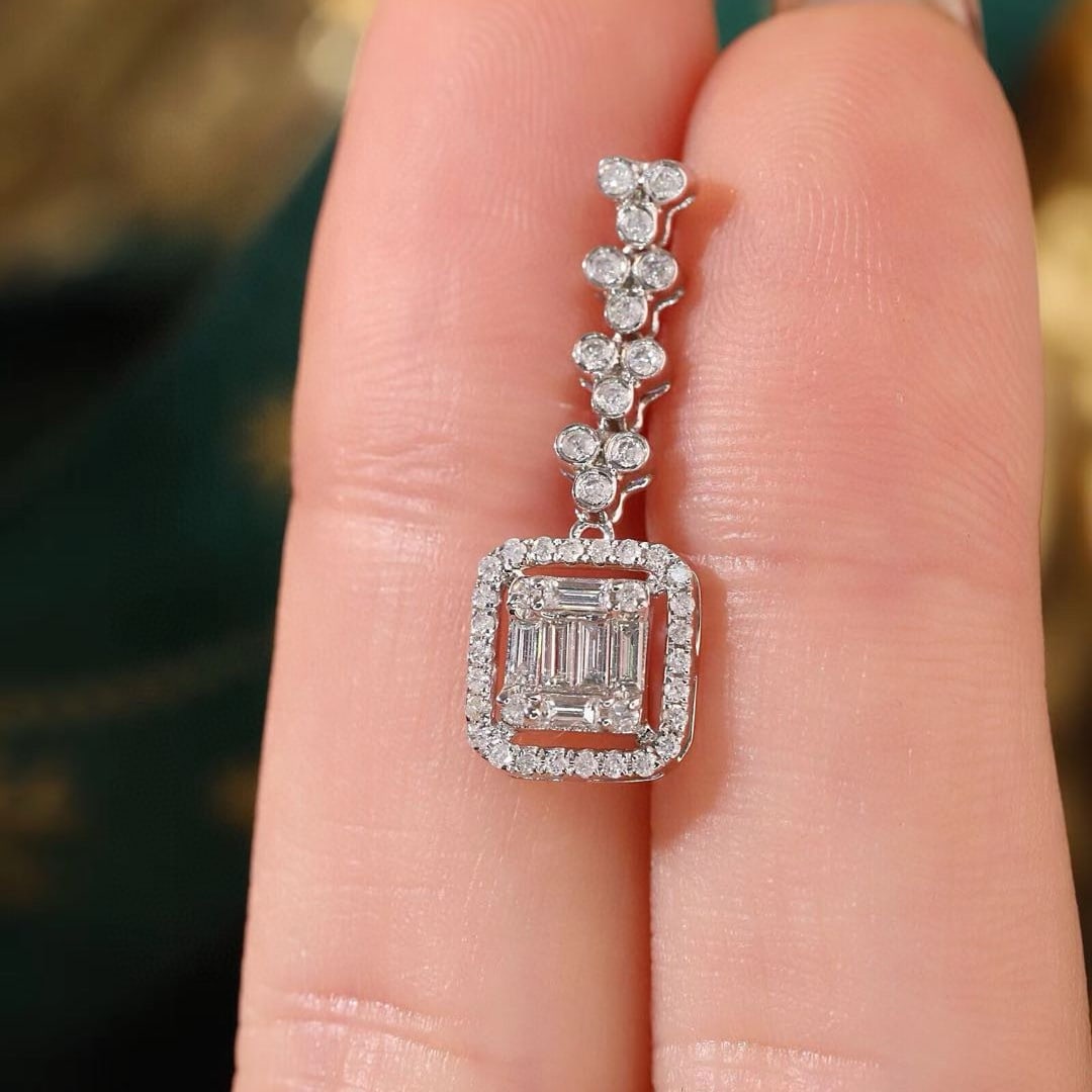 14k Gold 0.8 Ct Natural H Diamond Earrings - 5