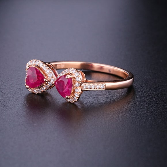 14k Gold 0.88 Ctw Natural Ruby & Diamond Ring - 3