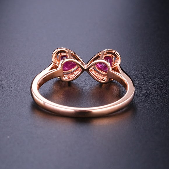 14k Gold 0.88 Ctw Natural Ruby & Diamond Ring - 4