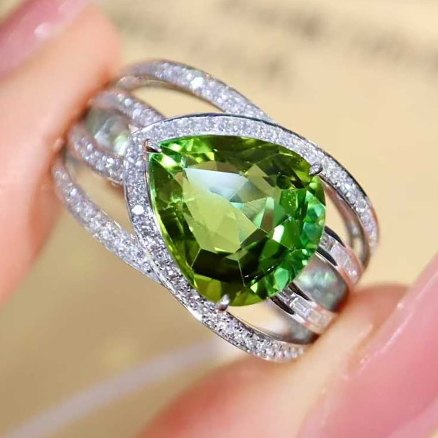 14k Gold 4.58 Ctw Natural Tourmaline & Diamond Ring - 2