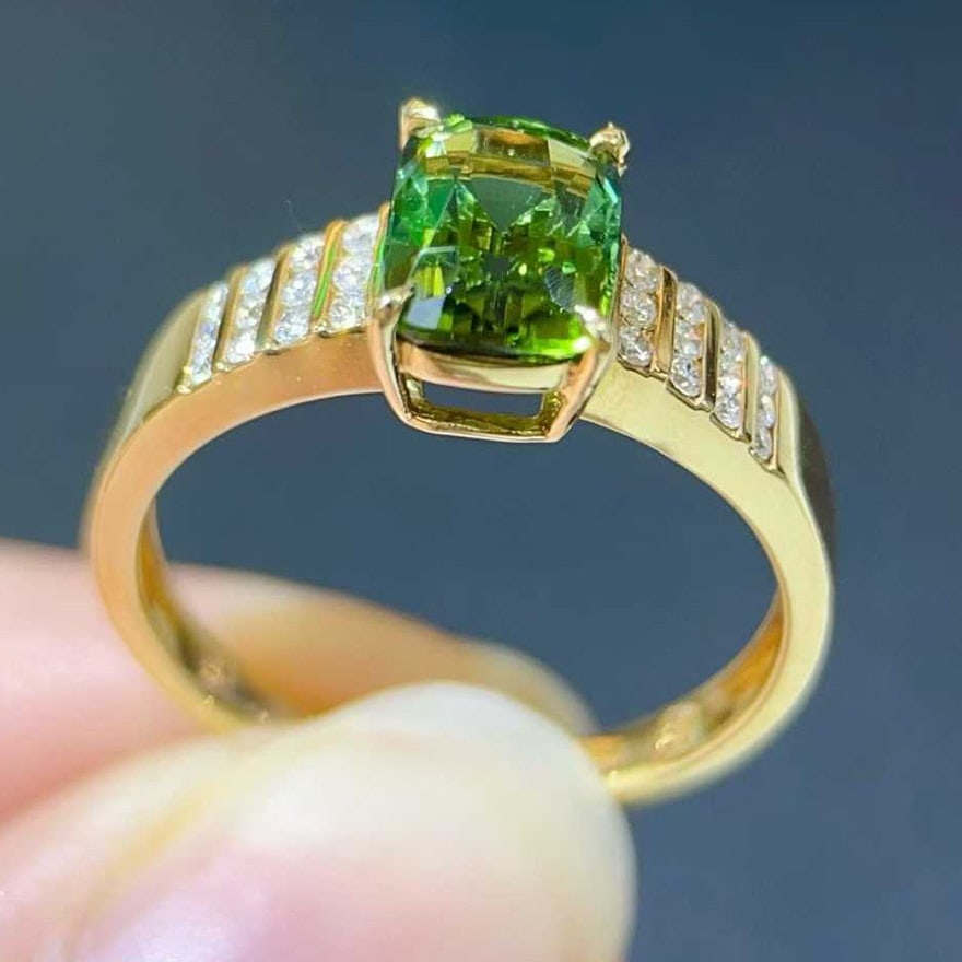 14k Gold 1.74 Ctw Natural Tourmaline & Diamond Ring - 4