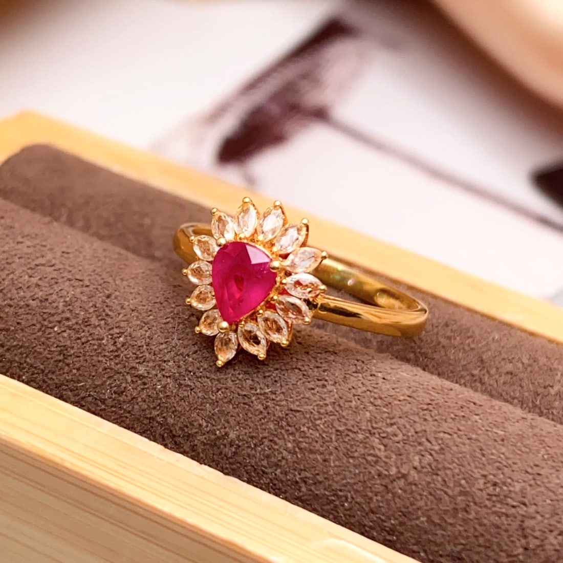 14k Gold 0.55 Ct Natural Ruby & Sapphire Ring - 2