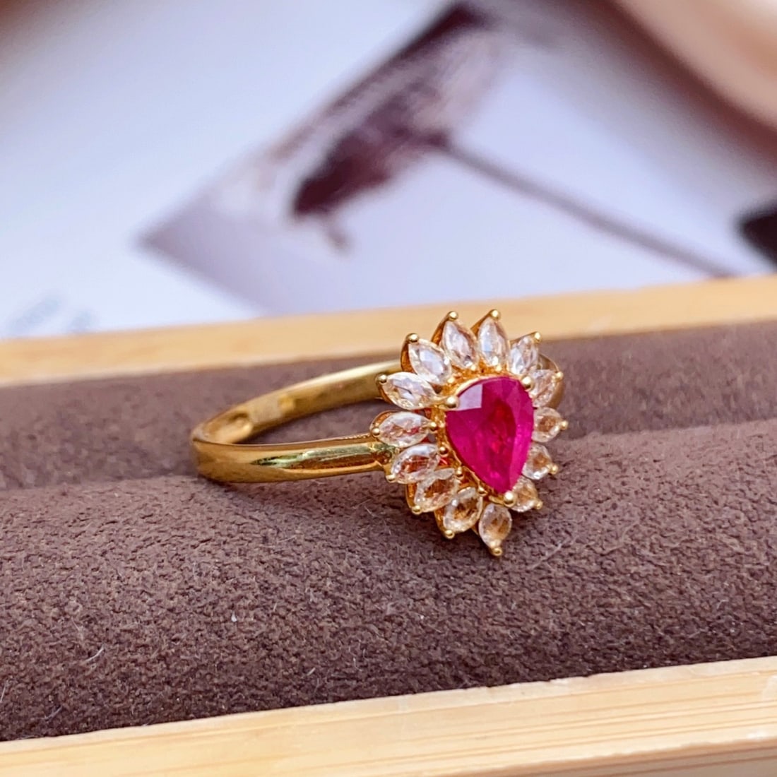 14k Gold 0.55 Ct Natural Ruby & Sapphire Ring - 5