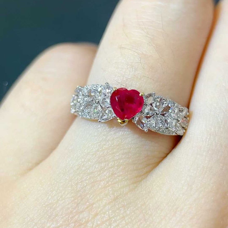 14k Gold 1.14 Ctw Natural Ruby & Diamond Ring - 4